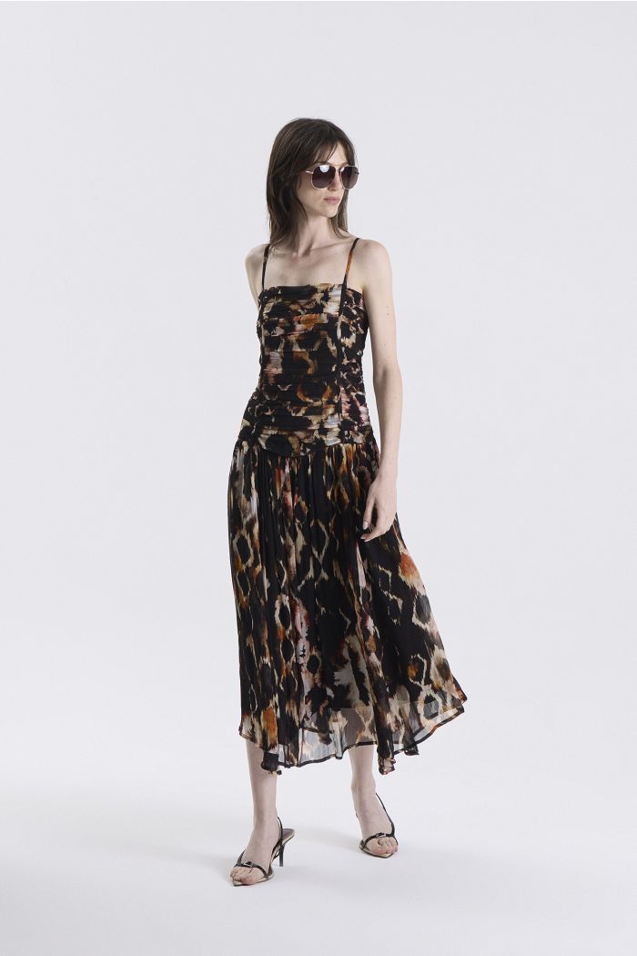 FLEETWOOD JACKIE MIDI DRESS MARRON