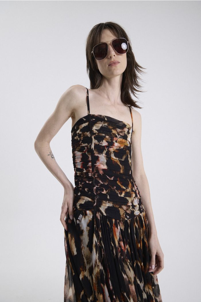 FLEETWOOD JACKIE MIDI DRESS MARRON