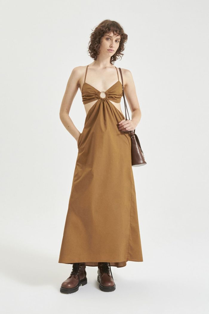 VESTIDO STRAPLESS ANTOINE TOSTADO