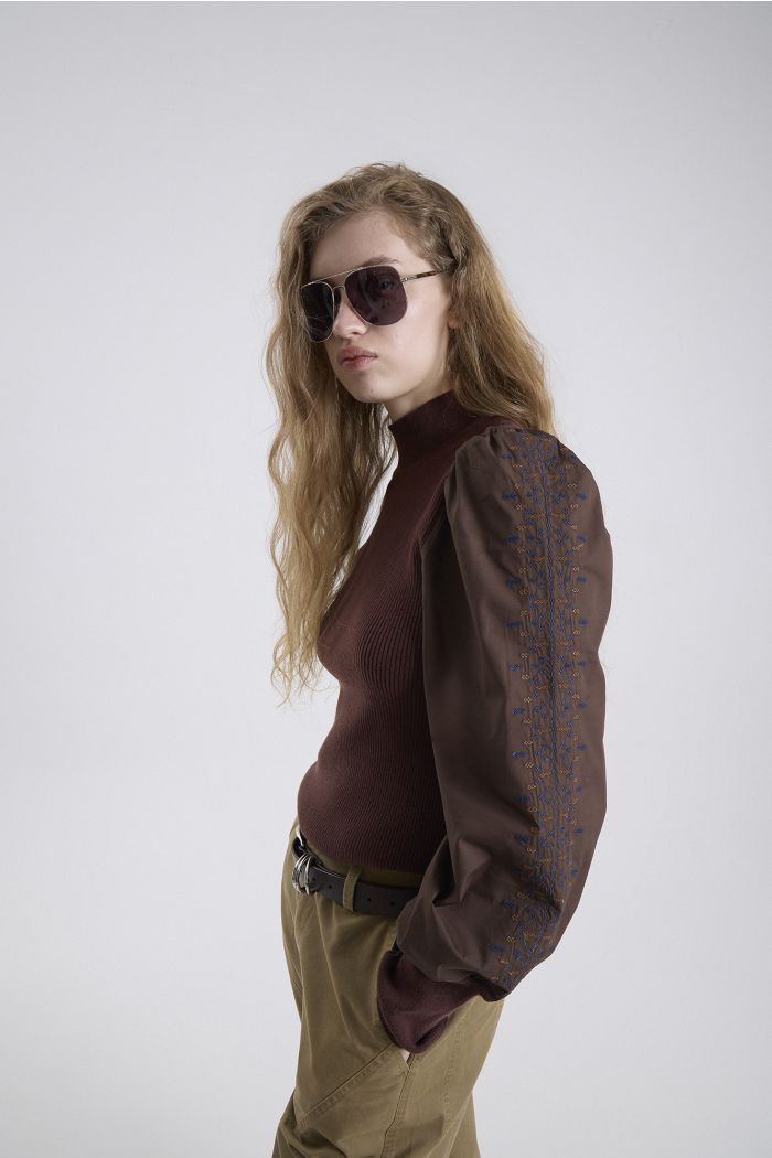 SWEATER EMBROIDERED BIRKIN CHOCOLATE